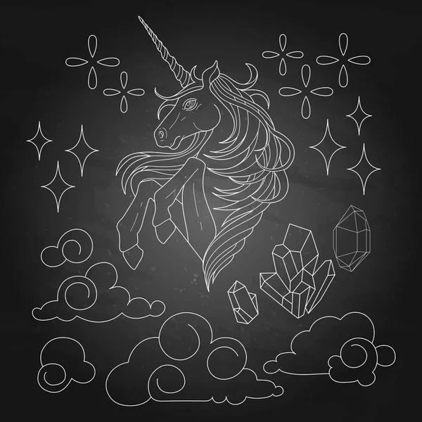 Unicorn grafis yang lucu - Stok Vektor