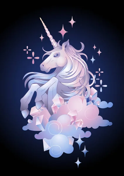 Unicorn grafis yang lucu - Stok Vektor