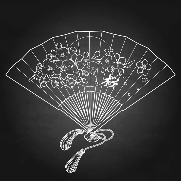 Fan with floral decoration — Stock Vector
