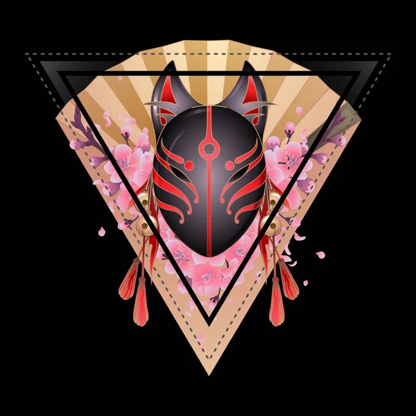 Maschera giapponese deamon fox — Vettoriale Stock