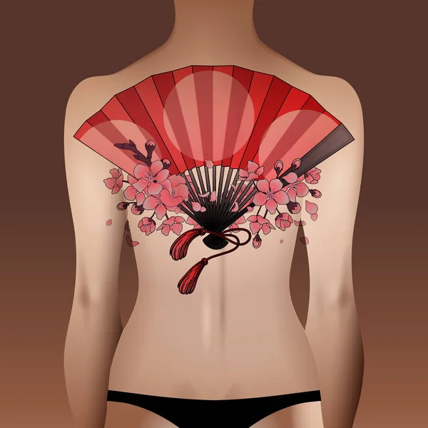Tělo ženy s tetováním — Stockový vektor