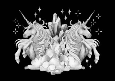 Şirin suluboya tek boynuzlu at