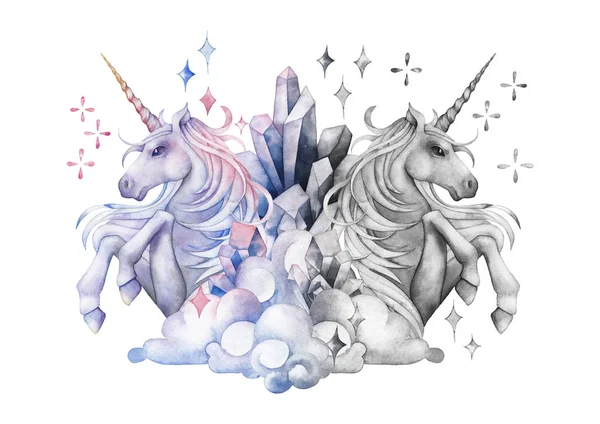 Warna air yang lucu unicorn — Stok Foto