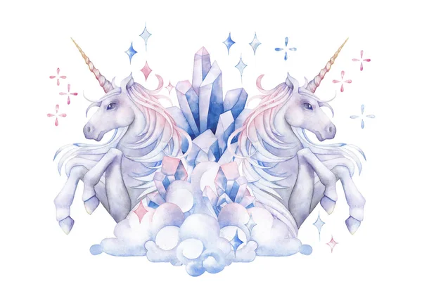 Cute watercolor unicorn — Stock Photo, Image