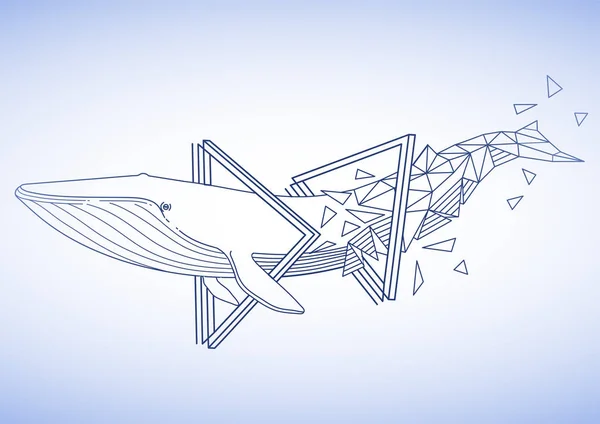 Baleia azul gráfica — Vetor de Stock