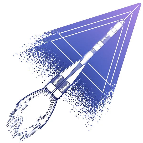 Graphic launching rocket — Stock Vector