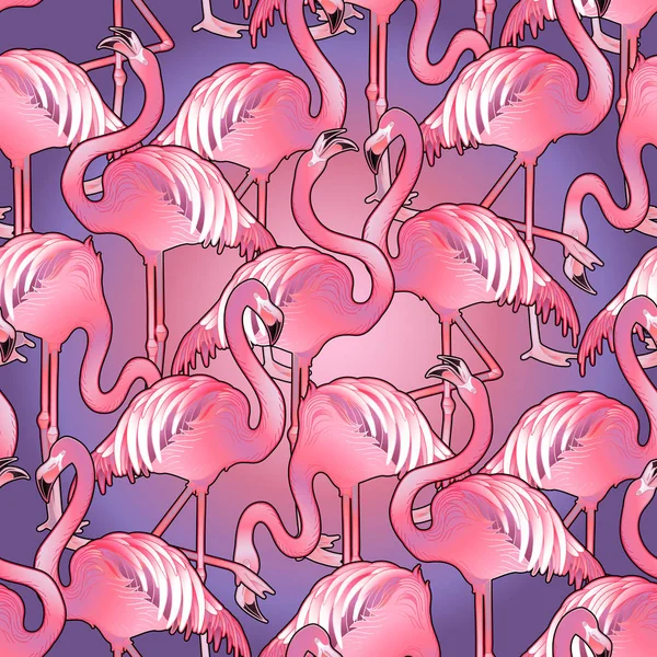 Pola flamingo grafis yang lucu - Stok Vektor