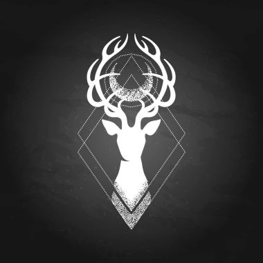 Geyiği siluet ve ay