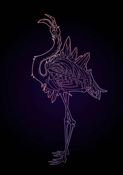 Grafisk demoniska flamingo — Stock vektor
