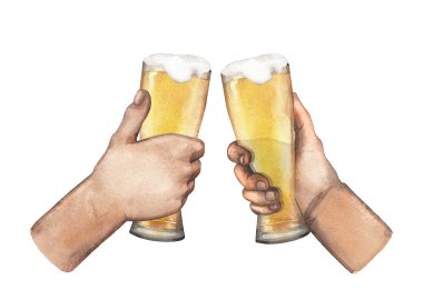 Bardak bira ile suluboya el