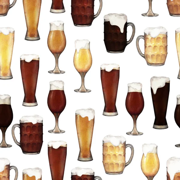 Watercolor glasses of beer — Stock Photo, Image