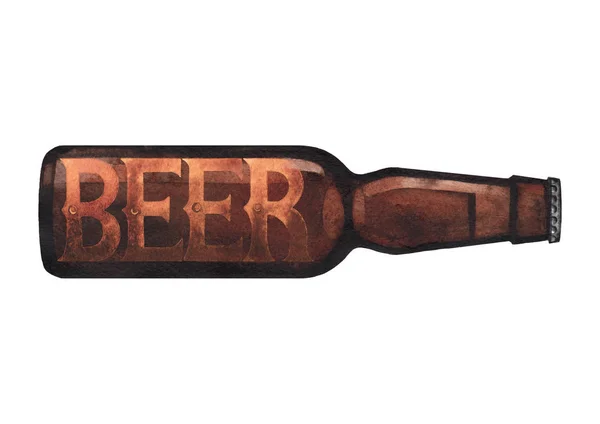 Garrafa aquarela de cerveja — Fotografia de Stock