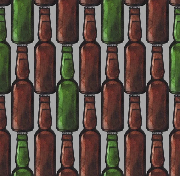 Aquarel flesje bier — Stockfoto