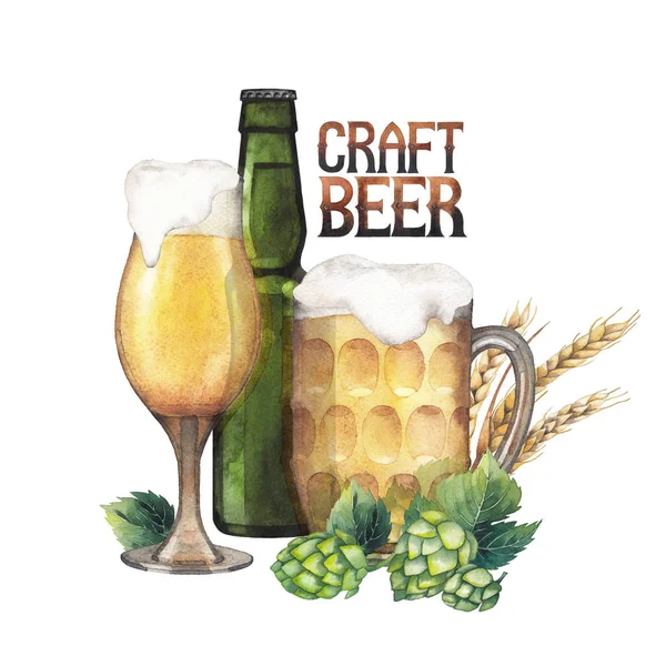 Aquarel bier ontwerp — Stockfoto