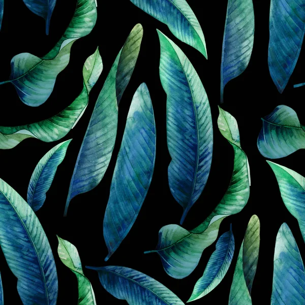 Akvarell heliconia blad mönster — Stockfoto
