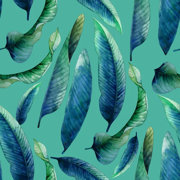 Aquarel heliconia bladeren patroon — Stockfoto