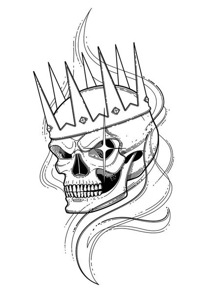 Crâne dans la couronne — Image vectorielle