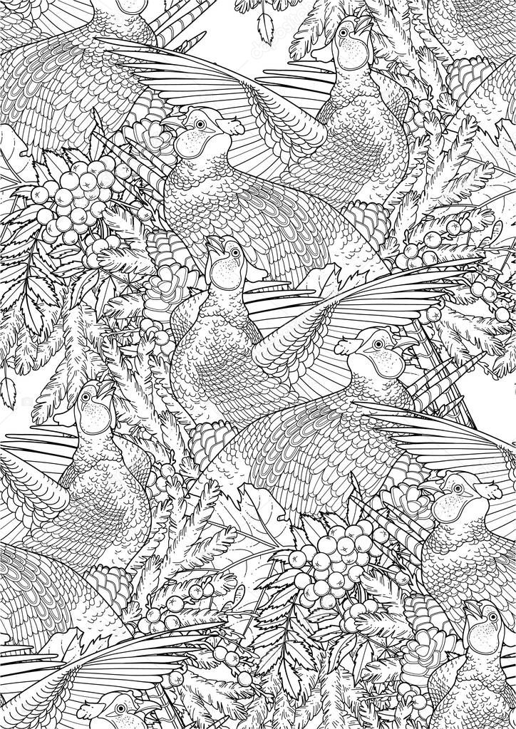 Graphic pheasants pattern