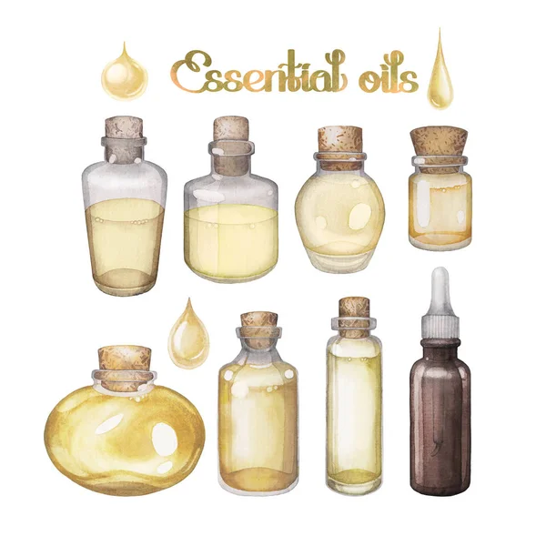 Watercolor essential oils — Stock Photo, Image