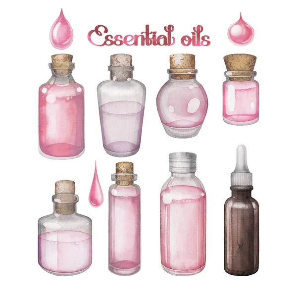 Watercolor essential oils — Stock Photo, Image