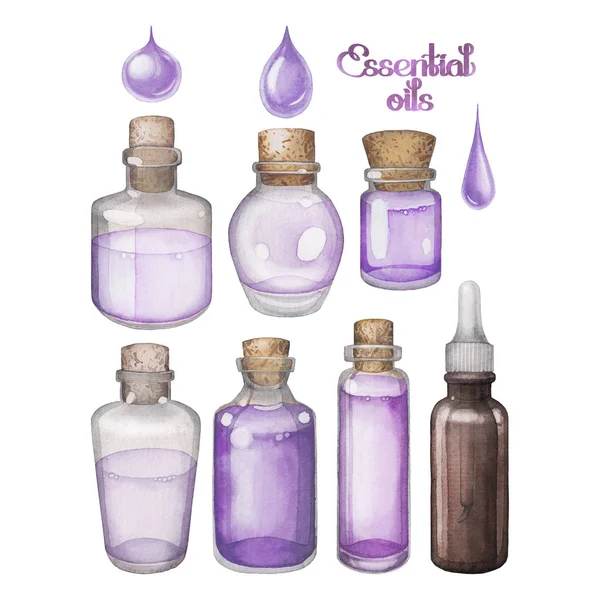 Watercolor essential oils — Stock Photo, Image