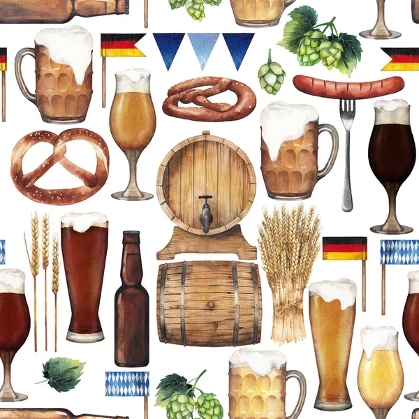 Watercolor oktoberfest seamless pattern — Stock Photo, Image