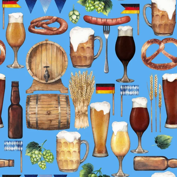 Watercolor oktoberfest seamless pattern — Stock Photo, Image