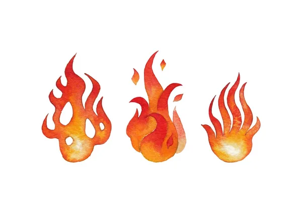 Chamas de fogo aquarela — Fotografia de Stock