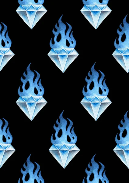 Aquarell flammende Edelsteine — Stockfoto