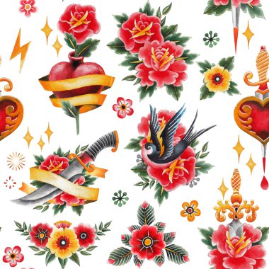 Suluboya eski okul desen