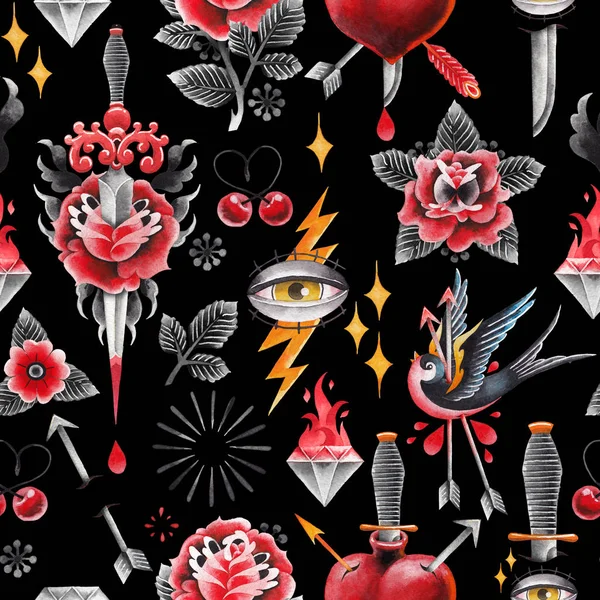 Suluboya eski okul desen