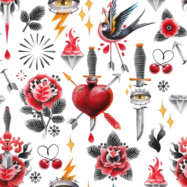 Suluboya eski okul desen