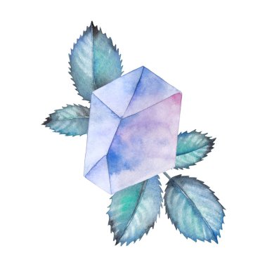 Suluboya kristal ve gül yaprakları