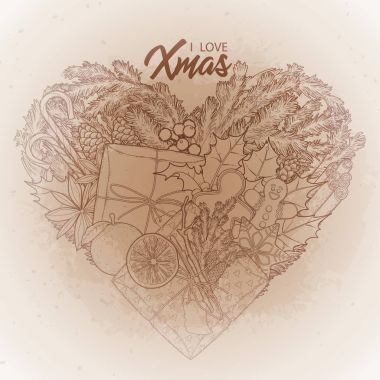 Kalp şeklinde Noel tasarım.