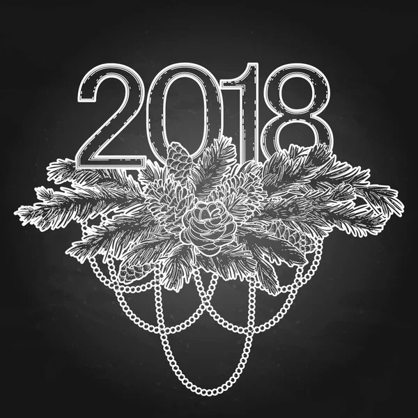 2018 Nouvel An design résineux — Image vectorielle