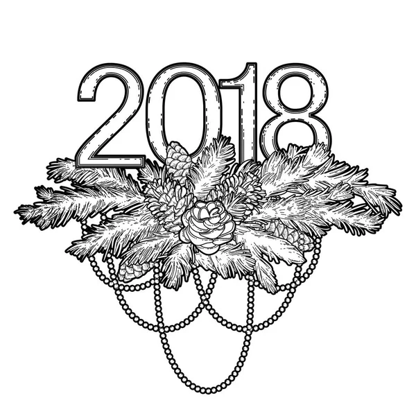2018 Nouvel An design résineux — Image vectorielle