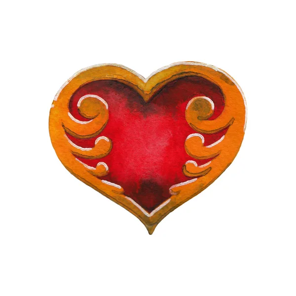 Coração de aquarela ornamentado — Fotografia de Stock