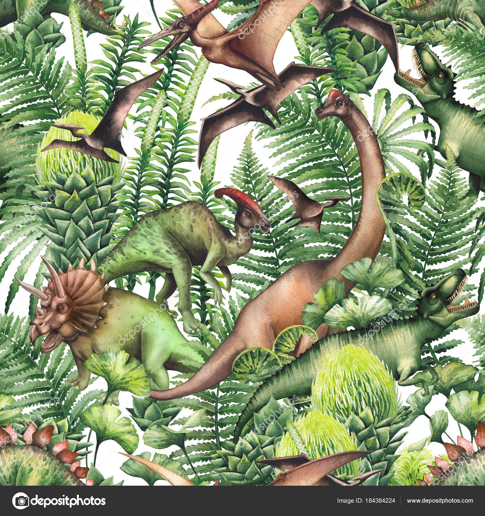 Grupo de dinossauros aquarela fotos, imagens de © homunkulus28 #184384224