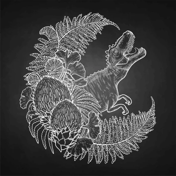 Couronne graphique avec dinosaure — Image vectorielle