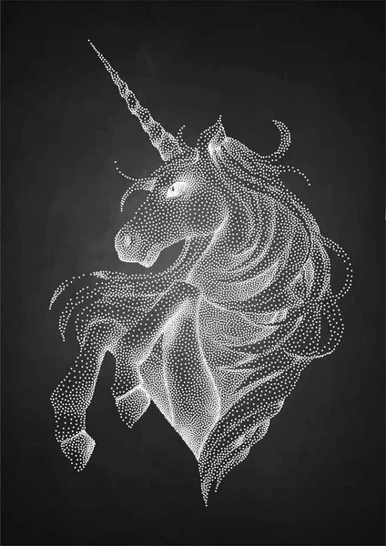 Grafis unicorn dalam teknik stippling - Stok Vektor