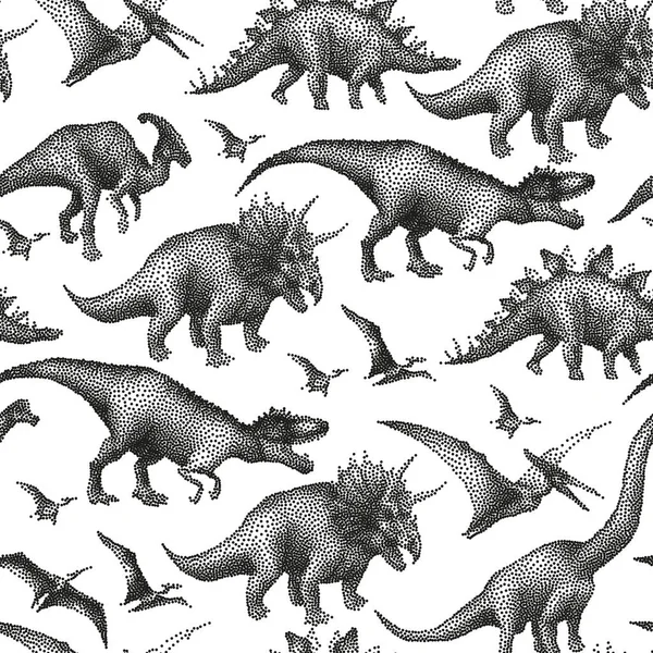 Dinosaurier i stippling teknik — Stock vektor