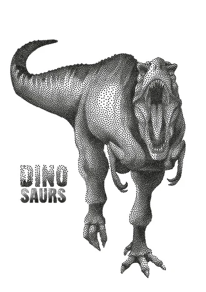 Dinosaurus dalam teknik stippling - Stok Vektor