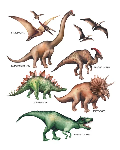 Realistiska akvarell dinosaurie — Stockfoto