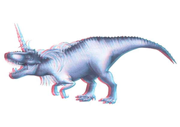 Tyrannosaurus acquerello con corno unicorno e criniera . — Foto Stock