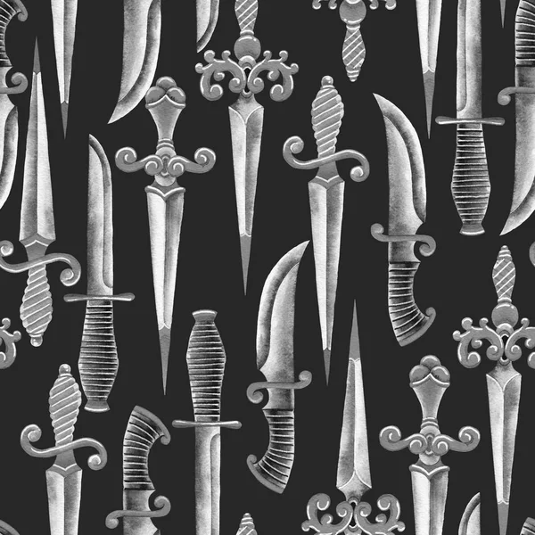 Акварельные украшенные ножи — стоковое фото