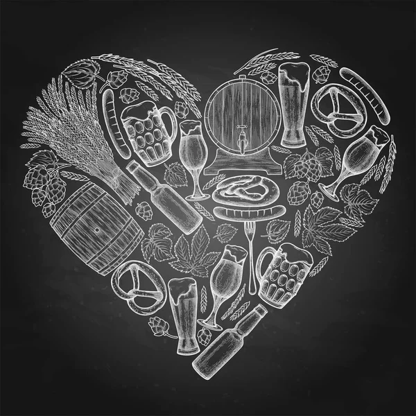 Bière graphique coeur — Image vectorielle