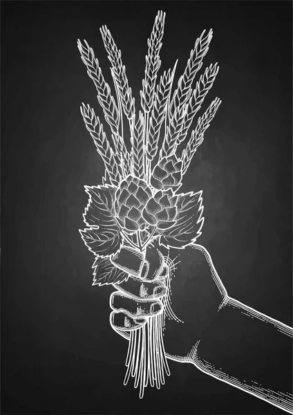 图形手与麦芽束 — 图库矢量图片