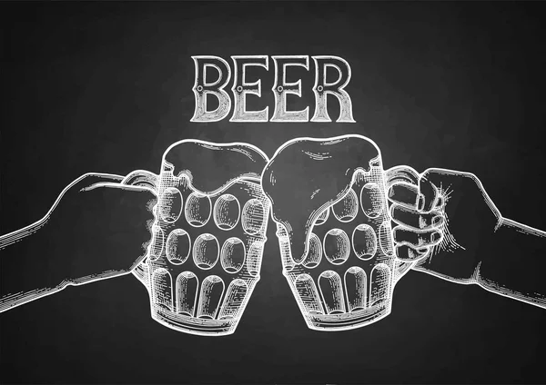 Графические руки с кружками пива — стоковый вектор