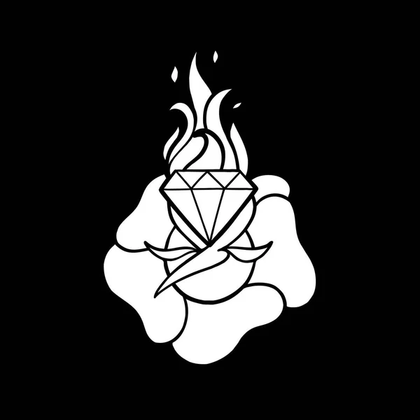 グラフィックの花と火焔宝珠 — ストックベクタ