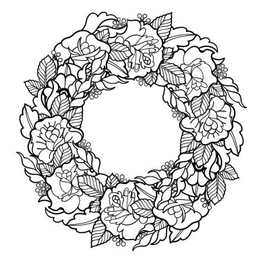 Grafik çiçek çelenk